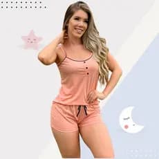 Pijama Feminino Estilo Americano Liso Baby Doll Feminino Pijama Alcinha Feminino Pijama Feminino Roupa de Dormir Pijama Feminino Verão