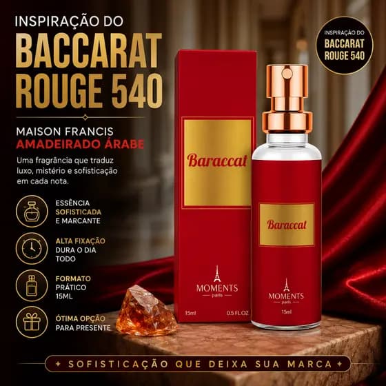 Baraccat Perfume 15ml Moments Paris Essência Àrabe Inspiração Alta Fixação de até 12hrs 30% frangância