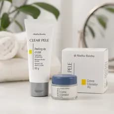 Kit Creme Clareador Facial e Peeling Clear Pele Abelha Rainha 30g Anti Manchas Melasma Acne Uniformiza Tom da Pele