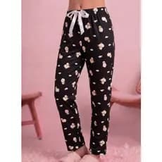 Calça de Pijama Avulsa Confortável Suede Longo Inverno Feminino Adulto
