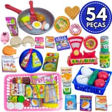 Brinquedo Kit Infantil Frigideira Mercadinho Educativo Comidinha Peças Frutas Feirinha Cozinha Legumes