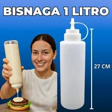 Kit Bisnaga Grande Profissional 1 Litro Grande para Molhos Bisnagas para Ketchup Maionese Mostarda