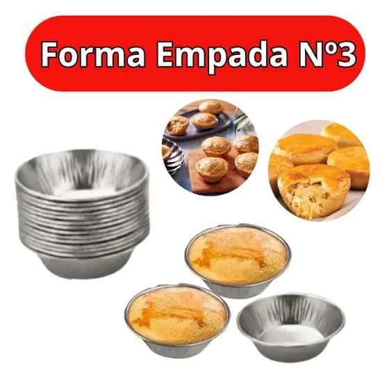 Kit Forminha N°3 Forma Empada Forminhas Lisa Empadinha e Mini Salgados 12/24/36/60 Unidades