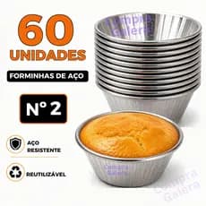 Kit 60 Forma Empada N°2 Forminha Aço Lisa mini Empada Salgado