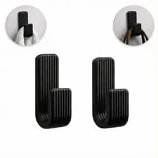 Kit Com 2 Ganchos Pretos Suporte Resistente Com Fita Dupla Face Para Toalhas Roupas Acessórios