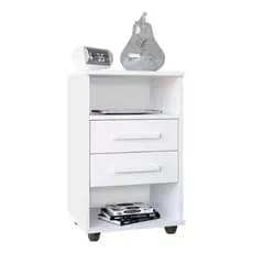 Mesa De Cabeceira Duda Espaço P/ Livros Gavetas Nicho Quarto Cor Branco