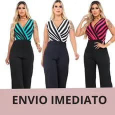 Macacão Regata Feminino Listrado Chique e Canelado com Elastano Premium Calça Pantalona Moda Casual e elegante 2025