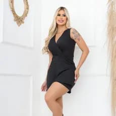 Macaquinho Blogueirinha Feminino Regata Canelado e Elastano liso Moda Feminina Chique e Elegante de Verão Tendencia 2025