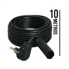 Extensão Elétrica 10 Metros 10A Cabo PP 2x1,0 Reforçada Certificada Anti-chama Frete Gratis
