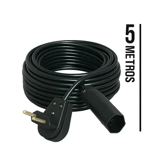 Extensão Elétrica 5 Metros 10A Cabo PP 2x2,5 Reforçada Certificada Anti-chama
