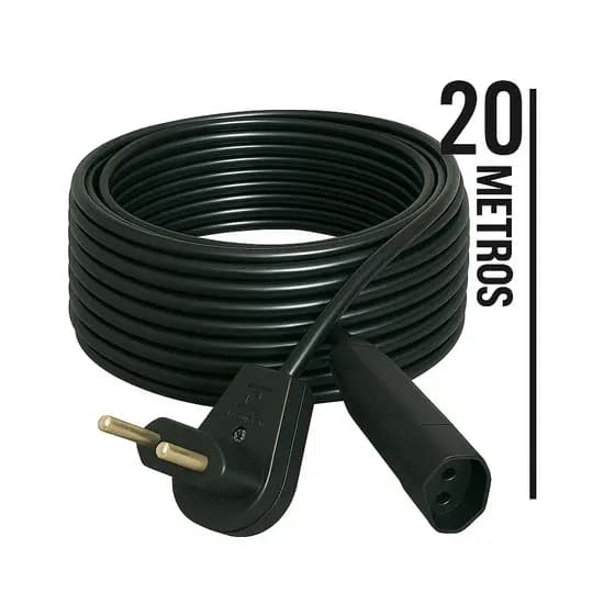 Extensão Elétrica 20 Metros 10A Cabo PP 2x2,5 Reforçada Certificada Anti-chama