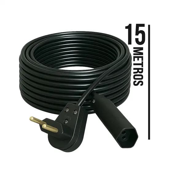 Extensão Elétrica 15 Metros 10A Cabo PP 2x2,5 Reforçada Certificada Anti-chama