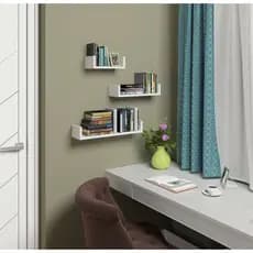 Kit Prateleira Nicho U Em Mdf Branco 40/50/60cm Sala Quarto Cozinha