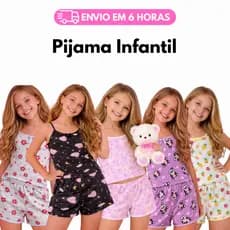 Kit 5 Pijamas Infantil Super Conforto Microfibra Short Dool e Baby Dool Menina Estamapado Roupa de Dormir
