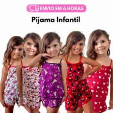 Kit 5 Pijamas Infantil Baby Doll MICRO Estampado com Short Roupa de Dormir