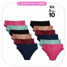 Kit 10 Calçola Plus Size Senhora Delicada Renda V Acabamento Reforçado Dia  Dia Mulher Cintura Alta