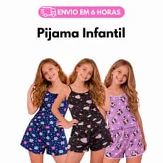 Kit 3 Pijamas Infantil Short Dool Confortavel Feminina Dormir Noite Criança Conjunto Baby Doll Estampado Micro Short Dol