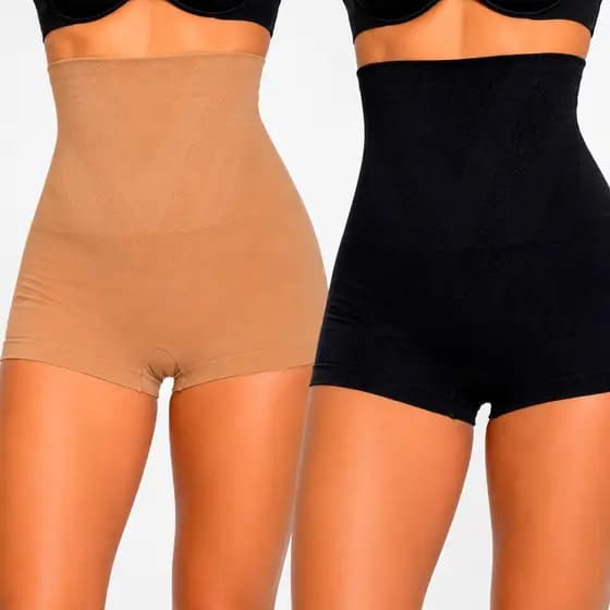 Kit 2 Cintas Shorts Modeladora Cintura Alta Empina Bumbum Sem Costura Compressão Feminina