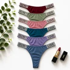 Kit 3/6/10 Calcinhas Fio Dental Love Secret com Strass Lisa Cores Variadas Sem Costura POLIAMIDA