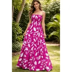 Vestido Longo Feminino Tomara Que Caia Lastex Floral  Casual