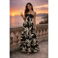 Vestido Longo Feminino Tomara que Caia com Lastex – Elegante e Casual