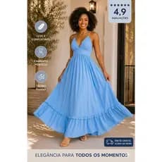 Vestido Longo Feminino Frente Única Costas Nuas Com Bojo Fluido Elegante Festa Casual Premium