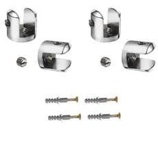 Kit com 06 Suportes Fenda 8mm de Metal Cromado Para prateleira Vidro com parafusos e buchas