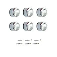 Kit com 6 Botões Francês Suporte Para Espelho Botão Francês de Metal Cromado com parafusos e buchas