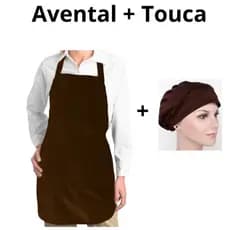 Conjunto Avental 2 Bolsos + Touca De Cozinha PRETO, MARROM BRANCO unisex cozinha hamburgueria chef