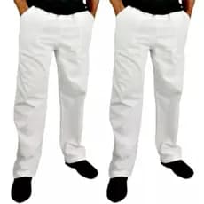 Calça Brim Branca Para Trabalho Com Bolsos Frontais Reforçado 100% Qualidade