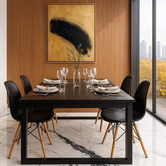 QUEIMA DE ESTOQUE - Mesa Industrial com 4 Cadeiras Eames – Kit Completo para Sala de Jantar ou Cozinha