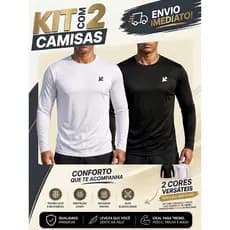 Kit 2 Camisa Masculina Dry fit Manga Longa Proteção Solar FPS+50 Pesca