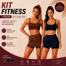 Kit 2 Conjuntos de Academia Feminino Short Saia Dryfit Premium Cintura Alta