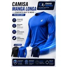 Camisa Termica Masculina Manga Longa de Protetor Solar UV FPS+50 Dry Fit