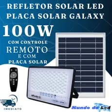 Refletor Solar Led 100w com Controle Remoto e Placa Original - Galaxy