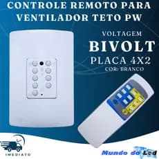 Controle Remoto para Ventilador Teto Com Placa 4X2 Bivol PW