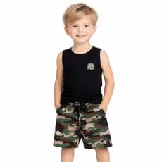 Conjunto regata menino bebê infantil verão masculino bermuda camuflada tamanhos 1 2 3 4 6 8