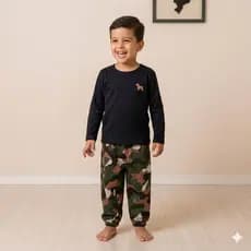 Conjunto Mauricinho Infantil Menino Bebe Calça Camuflada Manga Longa Tamanho 1 ao 8