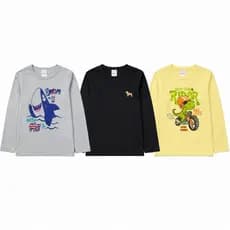 Kit 3 camisas manga longa infantil estampadas ou lisas sortidas criança tamanho 1 ao 8