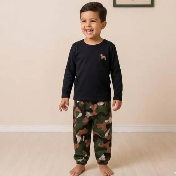 Calça Jogger infantil em moletom  menino camuflado ou liso preto ou azul tamanho 1 ao 10