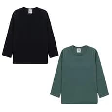 2 Camisas Manga Longa Infantil Menino Ou Menina Meia Malha Algodão Tamanhos 1 2 3 4 6 8