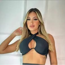 Cropped Top Transpassado com Aro Cruzado Tendência 2026 Moda Verão Elegante Moda Festa Balada Carnaval Gringa