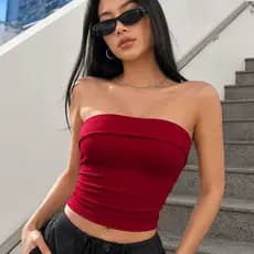 Cropped Tomara Que Caia Feminino Canelado Top Faixa Sem Bojo Tamanho Único Veste 36 ao 42