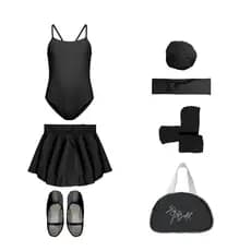 Kit Preto Jazz Infanto - Juvenil de 02 a 12 Anos 7 Itens Com Bolsa
