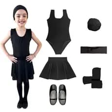 Kit Roupa De Ballet Infantil 6 Itens Uniforme Bale Preto