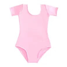 Collant Meia Manga Ballet Infantil Em Helanca Body Balé Rosa