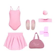 Kit Bailarina Balé Clássico e Iniciante C/ Collant Alça X e Bolsa 7 Itens