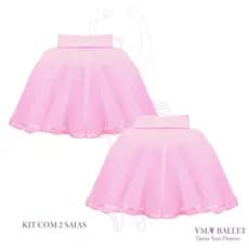 Saia Rosa Infantil de Tulle 4 Camadas Bailarina