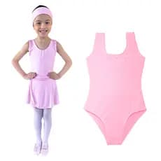 Collant Regata Ballet Infantil Em Helanca Body Balé Rosa e Preto