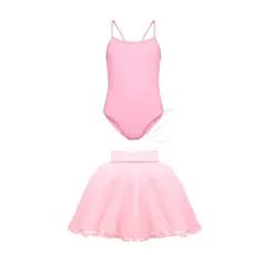 Saia De Tulle Rosa e Bory Rosa Alça Cruzada Ballet Infantil